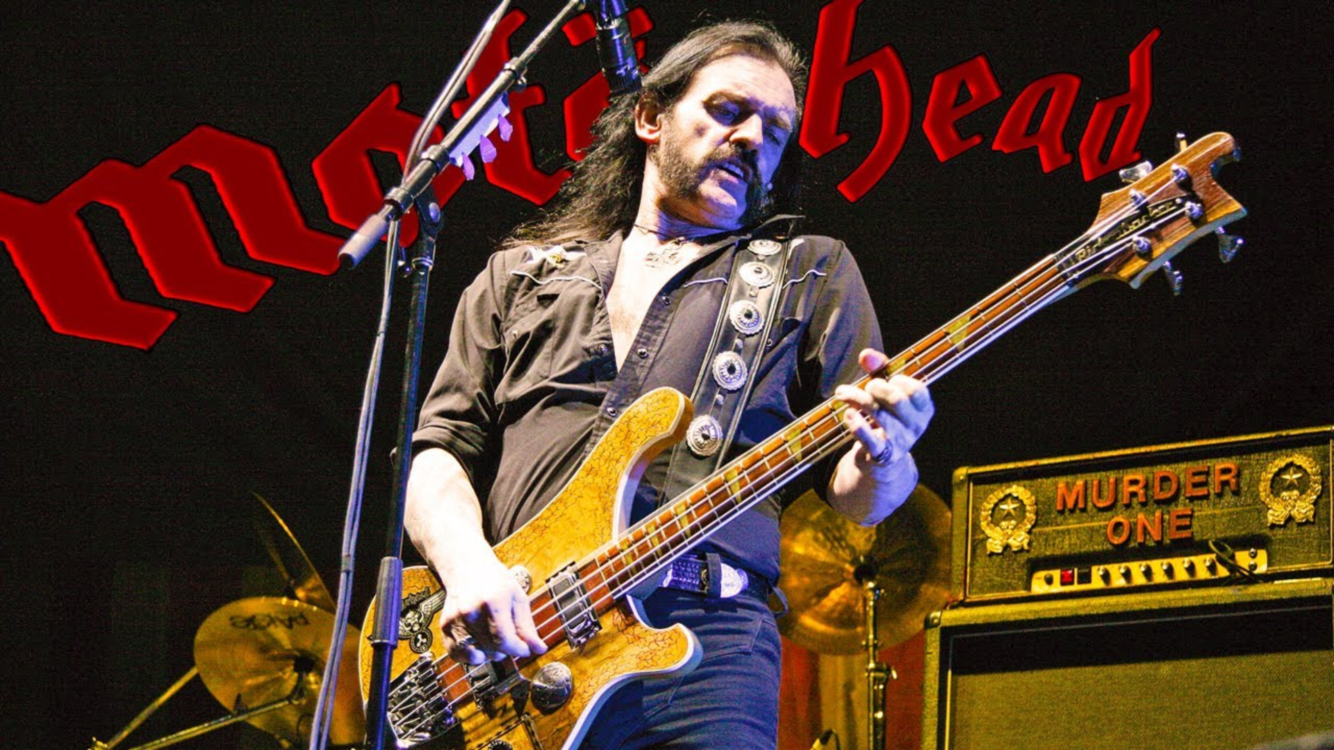 Lemmy playing bass onstage with Motorhead