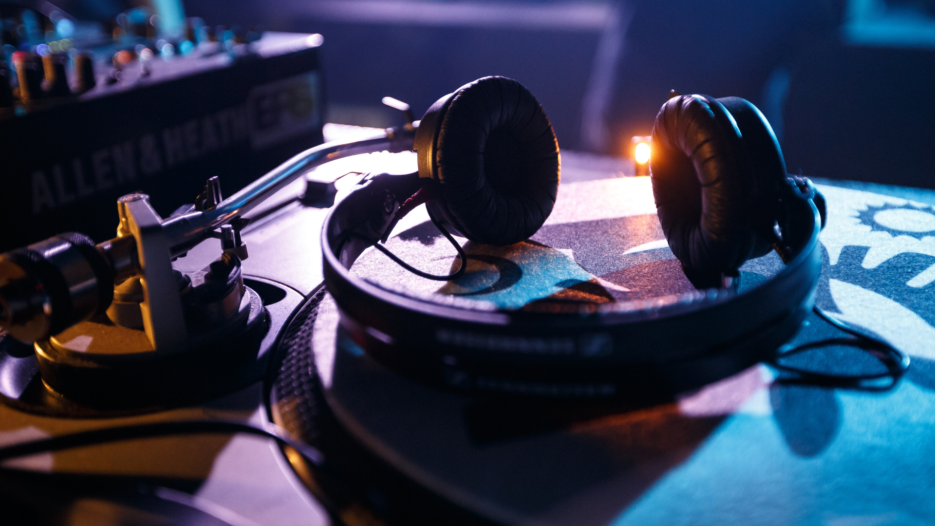 Bass Guitar Amp Headphones lying on a table