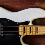 The body of a 4 string Fender bass guitar