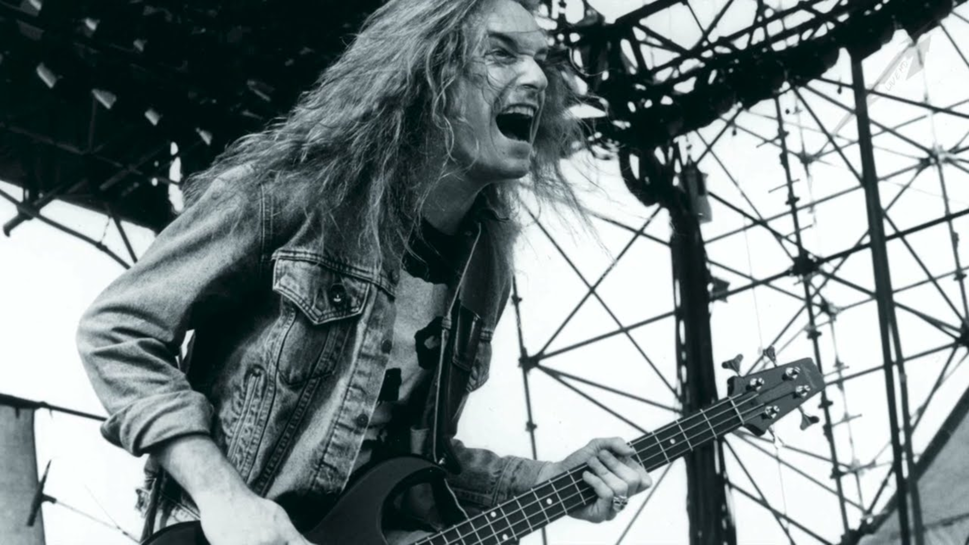 Cliff Burton playing bass onstage with Metallica